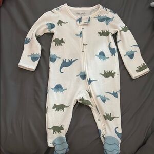 Carter's Kids Dinosaur Print One Piece - White and Blue